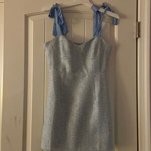 Blue & white Tweed mini dress from Lulus || size s